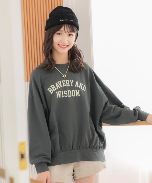 repipi armario(レピピ アルマリオ)の「アソートカレッジロゴプルオーバー(スウェット・キッズ・グリーン/グレー/ライトピンク/チャコールグレー/アイボリー・MEDIUM/SMALL/LARGE)」の6枚目の写真