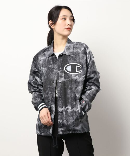 Champion（チャンピオン）の「【Champion】【Wo】【it】COACHES SATIN JACKET RIBBED CUFF PRINT（ミリタリージャケット・レディース・ブラック/ネイビー・LARGE/SMALL/MEDIUM）」の12枚目の写真