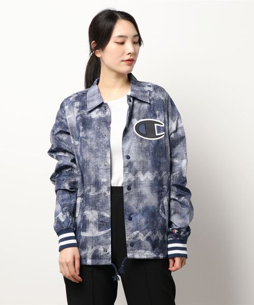 Champion（チャンピオン）の「【Champion】【Wo】【it】COACHES SATIN JACKET RIBBED CUFF PRINT（ミリタリージャケット・レディース・ブラック/ネイビー・LARGE/SMALL/MEDIUM）」の13枚目の写真