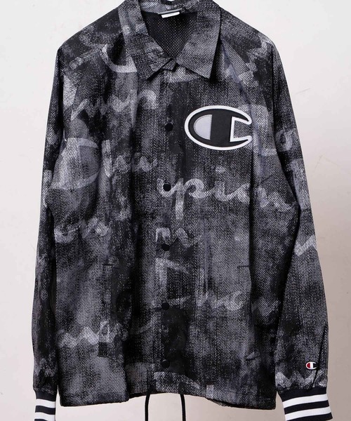 Champion（チャンピオン）の「【Champion】【Wo】【it】COACHES SATIN JACKET RIBBED CUFF PRINT（ミリタリージャケット・レディース・ブラック/ネイビー・LARGE/SMALL/MEDIUM）」の7枚目の写真