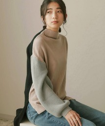 Bou Jeloud | 配色前後差ニットチュニック(ニット/セーター)