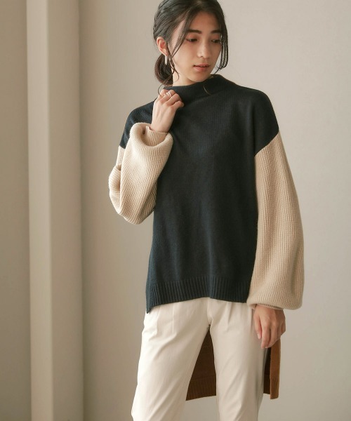 Bou Jeloud（ブージュルード）の「配色前後差ニットチュニック（ニット/セーター・レディース・ベージュ/オリーブ/キャメル・FREE）」の16枚目の写真