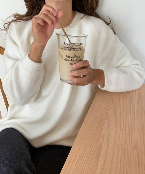 LAUIR（ラウアー）の「モヘアタッチラグランニット（ニット/セーター・レディース・ベージュ/オフホワイト/ブルー/チャコール/ブラック/ピンク・FREE）」の10枚目の写真