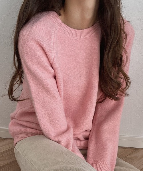 LAUIR（ラウアー）の「モヘアタッチラグランニット（ニット/セーター・レディース・ベージュ/オフホワイト/ブルー/チャコール/ブラック/ピンク・FREE）」の17枚目の写真