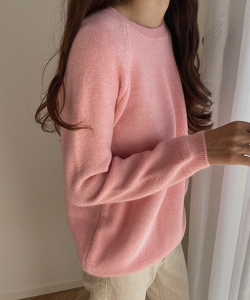 LAUIR（ラウアー）の「モヘアタッチラグランニット（ニット/セーター・レディース・ベージュ/オフホワイト/ブルー/チャコール/ブラック/ピンク・FREE）」の18枚目の写真