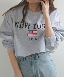 刺繍ロゴショート丈トレーナー