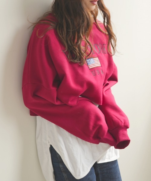 Futier land(フューティアランド)の「刺繍ロゴショート丈トレーナー(スウェット・レディース・ホワイト/グレー/グリーン/ボルドー・FREE)」の17枚目の写真