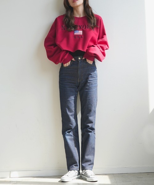 Futier land(フューティアランド)の「刺繍ロゴショート丈トレーナー(スウェット・レディース・ホワイト/グレー/グリーン/ボルドー・FREE)」の11枚目の写真
