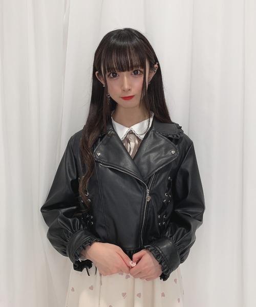 Honey Cinnamon(ハニーシナモン)の「ボリュームスリーブライダース(ライダースジャケット・レディース・ブラック・FREE)」の15枚目の写真