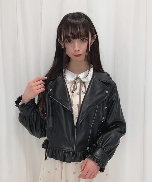 Honey Cinnamon(ハニーシナモン)の「ボリュームスリーブライダース(ライダースジャケット・レディース・ブラック・FREE)」の14枚目の写真