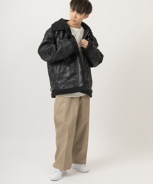 SlashDate（スラッシュデイト）の「ノータックワイドチノパンツ/ワークパンツ/スケーターパンツ/シェフパンツ（チノパンツ・メンズ・チャコールグレー/ブラック/ベージュ・M/L）」の11枚目の写真