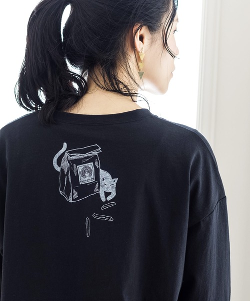 ScoLar（スカラー）の「スカラーセット柄ロングスリーブTシャツ（Tシャツ/カットソー・レディース・ブラック/オフホワイト/カーキ・M）」の15枚目の写真