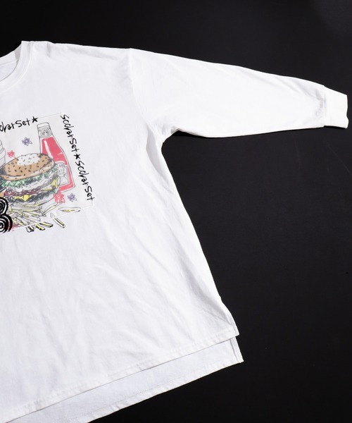 ScoLar（スカラー）の「スカラーセット柄ロングスリーブTシャツ（Tシャツ/カットソー・レディース・ブラック/オフホワイト/カーキ・M）」の5枚目の写真