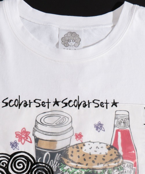 ScoLar（スカラー）の「スカラーセット柄ロングスリーブTシャツ（Tシャツ/カットソー・レディース・ブラック/オフホワイト/カーキ・M）」の6枚目の写真