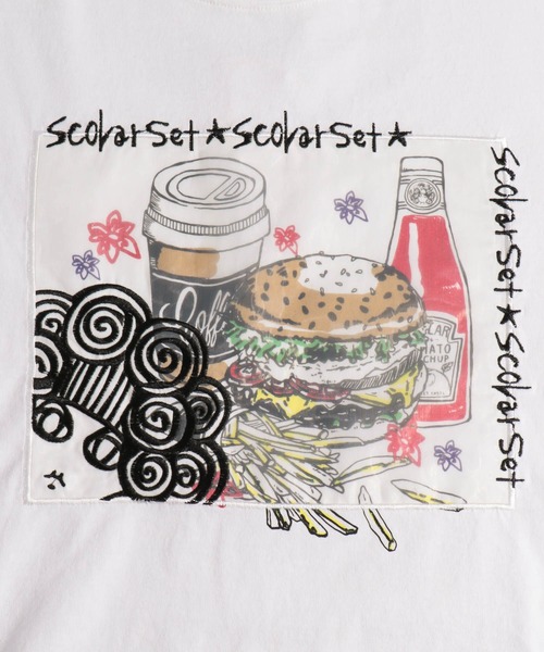 ScoLar（スカラー）の「スカラーセット柄ロングスリーブTシャツ（Tシャツ/カットソー・レディース・ブラック/オフホワイト/カーキ・M）」の10枚目の写真