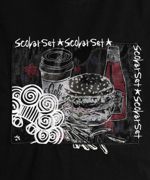 ScoLar（スカラー）の「スカラーセット柄ロングスリーブTシャツ（Tシャツ/カットソー・レディース・ブラック/オフホワイト/カーキ・M）」の11枚目の写真