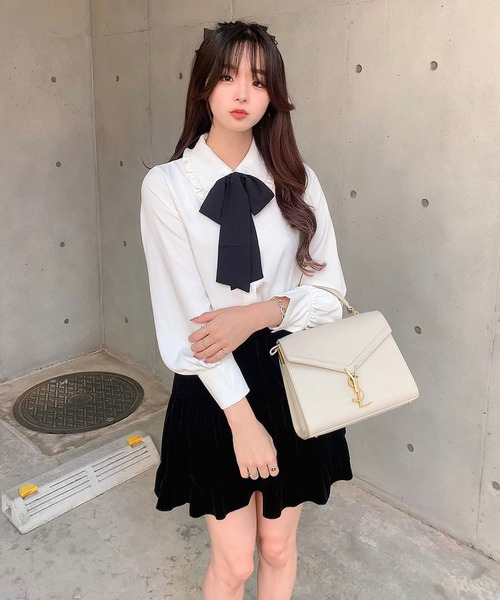 titty＆Co. PETIT by poyo（ティティーアンドコープティバイポヨ）の「【titty&Co.PETIT by POYO】ビッグリボンフリルカラーシャツ（シャツ/ブラウス・レディース・ホワイト・FREE）」の6枚目の写真