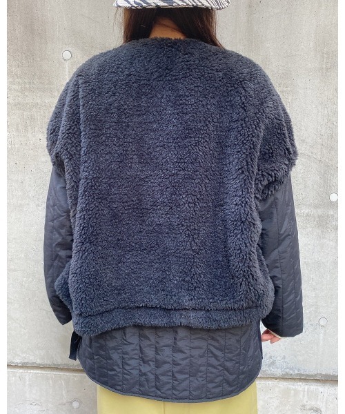 LiSeek（リシーク）の「【LiSeeK】ボアベスト付キルティングブルゾン（ブルゾン・レディース・ブラック/ホワイト・FREE）」の17枚目の写真