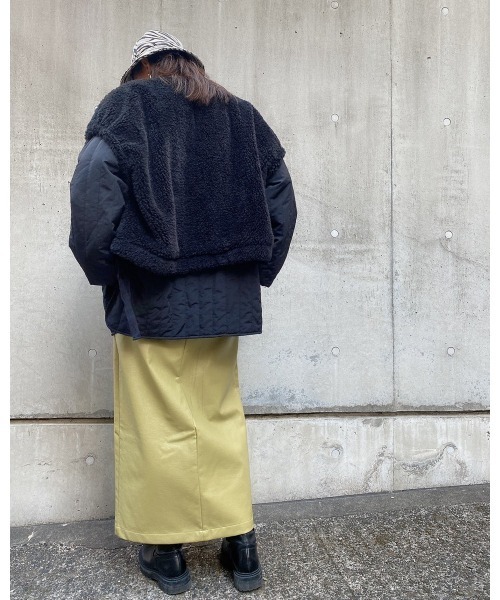 LiSeek（リシーク）の「【LiSeeK】ボアベスト付キルティングブルゾン（ブルゾン・レディース・ブラック/ホワイト・FREE）」の13枚目の写真