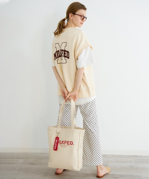 MILKFED.（ミルクフェド）の「PC POCKET TOTE（トートバッグ・レディース・ホワイト/ブラック/レッド・ONE SIZE）」の5枚目の写真