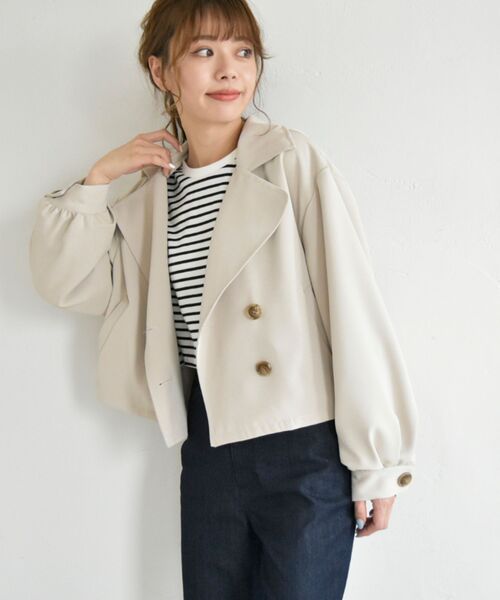 MAJESTIC LEGON（マジェスティックレゴン）の「ボリュームショートトレンチ（トレンチコート・レディース・ライトグレー/ベージュ/ライトベージュ・SMALL/MEDIUM）」の15枚目の写真