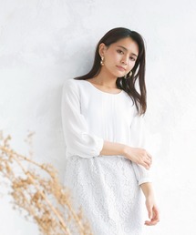 WHITE JOOLA（ホワイトジョーラ）の「【2022SS】シフォンジョーゼットブラウス×スカラップレース切り替えワンピース（裏地付き）（ワンピース）」