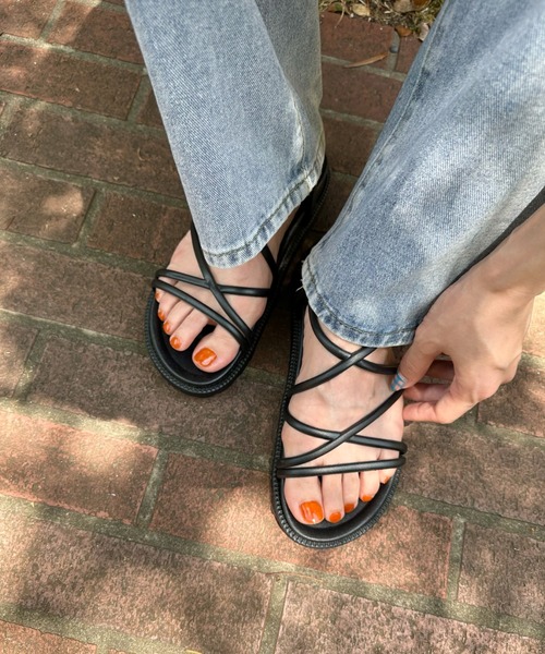 GANNI◆Creepers レザー クロスストラップ 厚底 サンダル 2色 GANNI◇Creepers レザー クロスストラップ 厚底 サンダル 2色