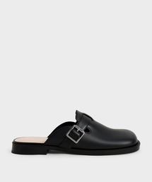 バックルド ラウンドトゥローファーミュール / Buckled Round-Toe Loafer Mules