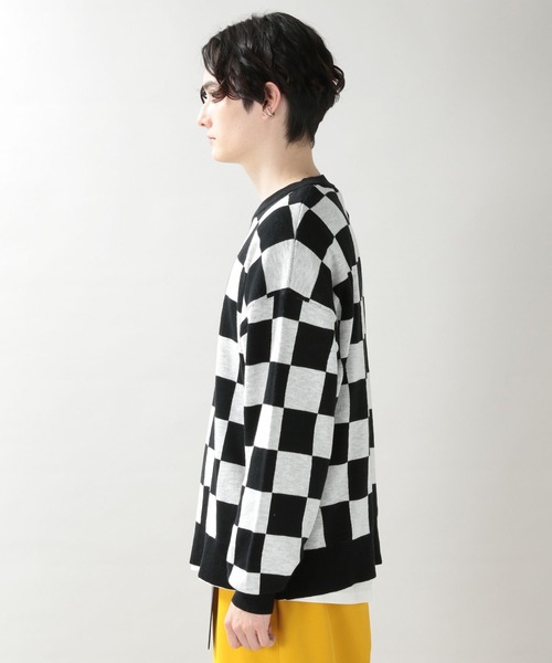 RAGEBLUE(レイジブルー)の「チェッカーフラッグニットクルー/268446(ニット/セーター・メンズ・ブラック/グリーン・MEDIUM/LARGE)」の14枚目の写真