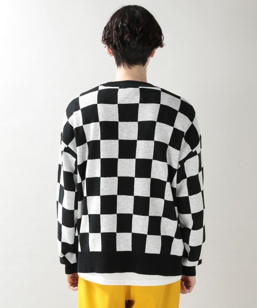RAGEBLUE（レイジブルー）の「チェッカーフラッグニットクルー/268446