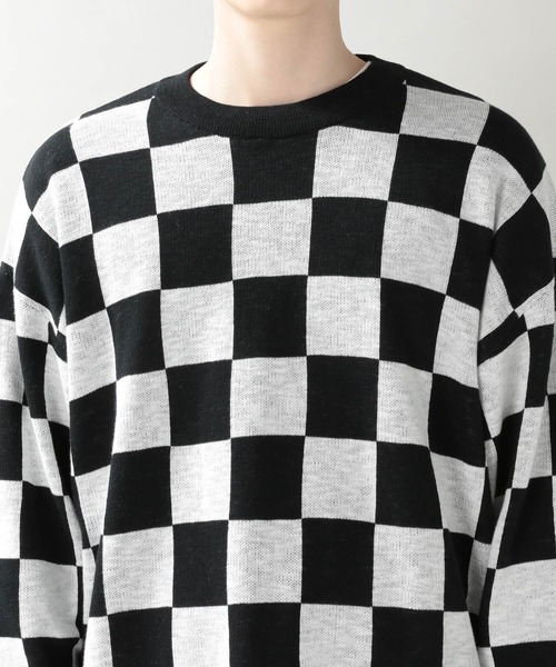 RAGEBLUE(レイジブルー)の「チェッカーフラッグニットクルー/268446(ニット/セーター・メンズ・ブラック/グリーン・MEDIUM/LARGE)」の12枚目の写真