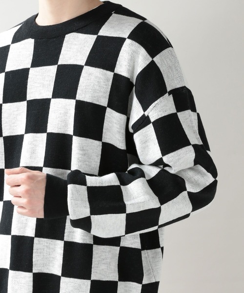 RAGEBLUE(レイジブルー)の「チェッカーフラッグニットクルー/268446(ニット/セーター・メンズ・ブラック/グリーン・MEDIUM/LARGE)」の6枚目の写真