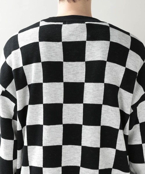 RAGEBLUE(レイジブルー)の「チェッカーフラッグニットクルー/268446(ニット/セーター・メンズ・ブラック/グリーン・MEDIUM/LARGE)」の4枚目の写真