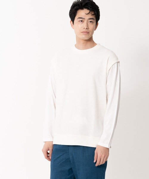 Blue Standard (ブルースタンダード)の「【BLUE STANDARD/ブルースタンダード】ブロックインレイフェイクベスト フェイクレイヤード ロンT&ベスト(Tシャツ/カットソー・メンズ・グレー/ブルー/アイボリー・MEDIUM/LARGE/X-LARGE)」の19枚目の写真