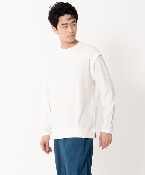 Blue Standard (ブルースタンダード)の「【BLUE STANDARD/ブルースタンダード】ブロックインレイフェイクベスト フェイクレイヤード ロンT&ベスト(Tシャツ/カットソー・メンズ・グレー/ブルー/アイボリー・MEDIUM/LARGE/X-LARGE)」の22枚目の写真