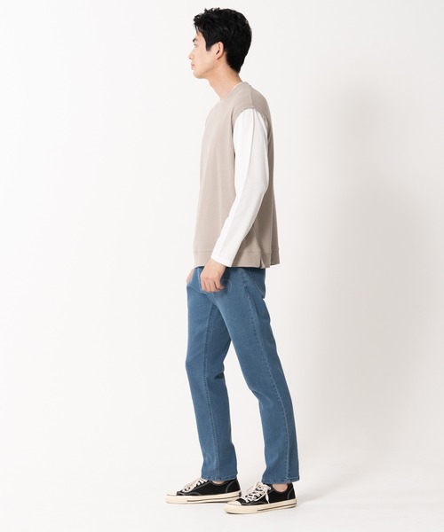 Blue Standard (ブルースタンダード)の「【BLUE STANDARD/ブルースタンダード】ブロックインレイフェイクベスト フェイクレイヤード ロンT&ベスト(Tシャツ/カットソー・メンズ・グレー/ブルー/アイボリー・MEDIUM/LARGE/X-LARGE)」の7枚目の写真