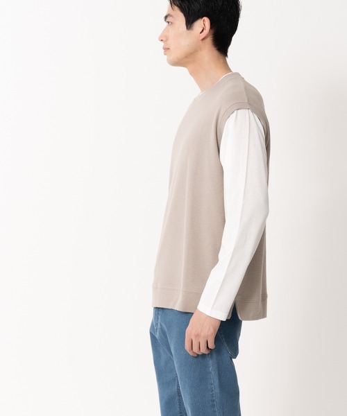 Blue Standard (ブルースタンダード)の「【BLUE STANDARD/ブルースタンダード】ブロックインレイフェイクベスト フェイクレイヤード ロンT&ベスト(Tシャツ/カットソー・メンズ・グレー/ブルー/アイボリー・MEDIUM/LARGE/X-LARGE)」の10枚目の写真
