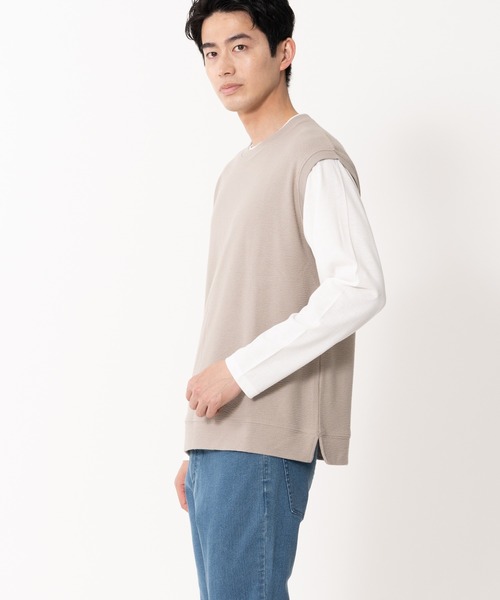 Blue Standard (ブルースタンダード)の「【BLUE STANDARD/ブルースタンダード】ブロックインレイフェイクベスト フェイクレイヤード ロンT&ベスト(Tシャツ/カットソー・メンズ・グレー/ブルー/アイボリー・MEDIUM/LARGE/X-LARGE)」の11枚目の写真