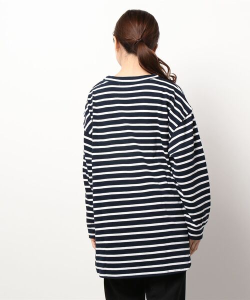 ＪＵＧＬＡＮＳ（ユグランス）の「☆ 定番アイテム。オーバーサイズボーダープルオーバー　S2607（Tシャツ/カットソー・レディース・ピンク/ネイビー/ブルー・FREE）」の4枚目の写真