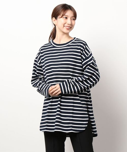 ＪＵＧＬＡＮＳ（ユグランス）の「☆ 定番アイテム。オーバーサイズボーダープルオーバー　S2607（Tシャツ/カットソー・レディース・ピンク/ネイビー/ブルー・FREE）」の14枚目の写真