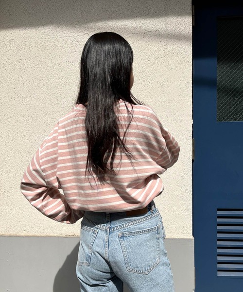 ＪＵＧＬＡＮＳ（ユグランス）の「☆ 定番アイテム。オーバーサイズボーダープルオーバー　S2607（Tシャツ/カットソー・レディース・ピンク/ネイビー/ブルー・FREE）」の17枚目の写真