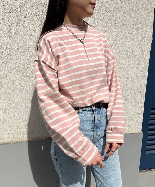 ＪＵＧＬＡＮＳ（ユグランス）の「☆ 定番アイテム。オーバーサイズボーダープルオーバー　S2607（Tシャツ/カットソー・レディース・ピンク/ネイビー/ブルー・FREE）」の18枚目の写真