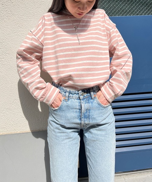 ＪＵＧＬＡＮＳ（ユグランス）の「☆ 定番アイテム。オーバーサイズボーダープルオーバー　S2607（Tシャツ/カットソー・レディース・ピンク/ネイビー/ブルー・FREE）」の19枚目の写真