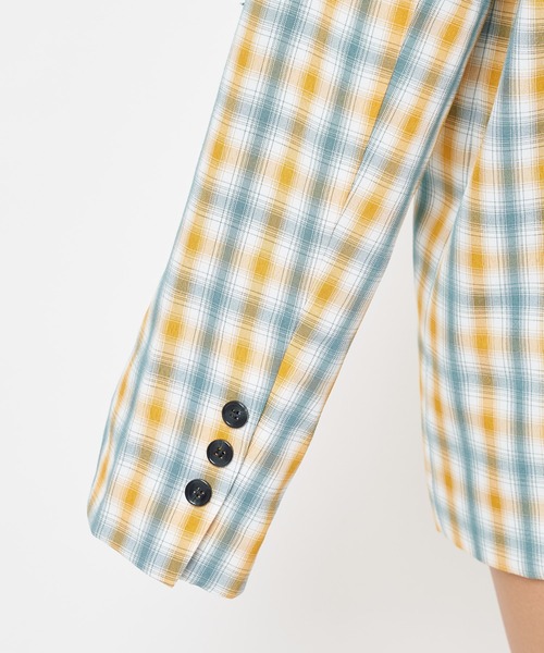 SPIRALGIRL(スパイラルガール)の「チェック柄ルーズジャケット(テーラードジャケット・レディース・イエロー系/ブラック系・FREE)」の10枚目の写真