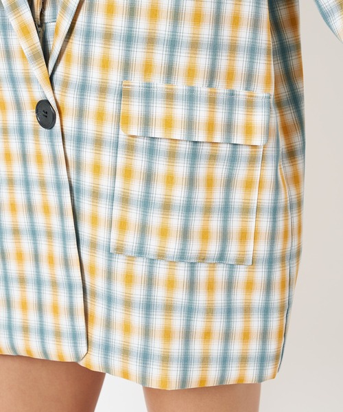 SPIRALGIRL(スパイラルガール)の「チェック柄ルーズジャケット(テーラードジャケット・レディース・イエロー系/ブラック系・FREE)」の14枚目の写真