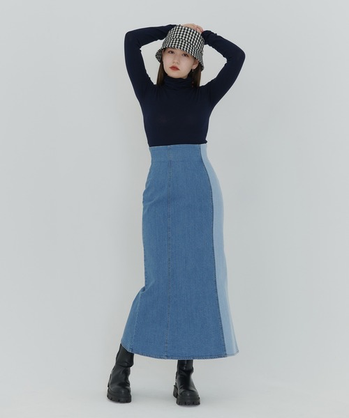 TINA：JOJUN（ティーナジョジュン）の「バイカラー マーメイドデニムスカート TINA：JOJUN（デニムスカート・レディース・ブラック/ブルー・S/M）」の17枚目の写真