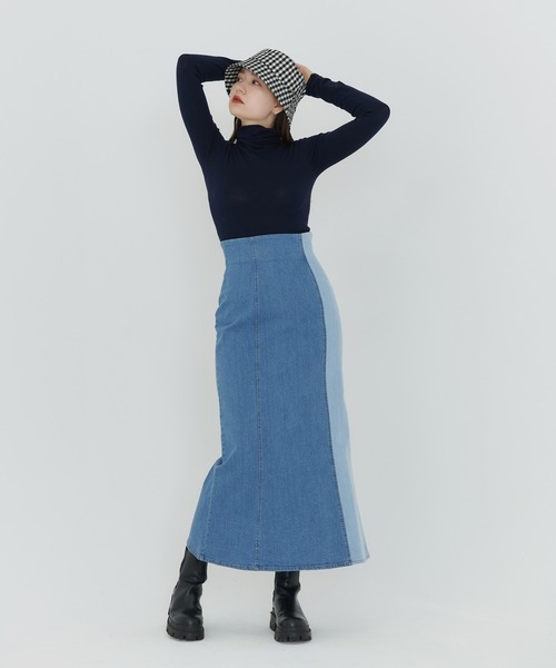 TINA：JOJUN（ティーナジョジュン）の「バイカラー マーメイドデニムスカート TINA：JOJUN（デニムスカート・レディース・ブラック/ブルー・S/M）」の13枚目の写真