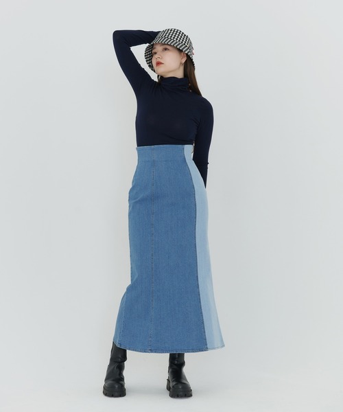 TINA：JOJUN（ティーナジョジュン）の「バイカラー マーメイドデニムスカート TINA：JOJUN（デニムスカート・レディース・ブラック/ブルー・S/M）」の11枚目の写真