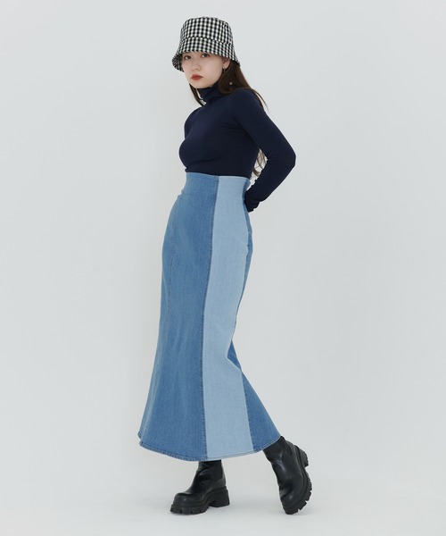 TINA：JOJUN（ティーナジョジュン）の「バイカラー マーメイドデニムスカート TINA：JOJUN（デニムスカート・レディース・ブラック/ブルー・S/M）」の15枚目の写真