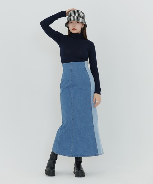 TINA：JOJUN（ティーナジョジュン）の「バイカラー マーメイドデニムスカート TINA：JOJUN（デニムスカート・レディース・ブラック/ブルー・S/M）」の20枚目の写真